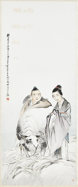民國郭梁牛郎織女圖　軸