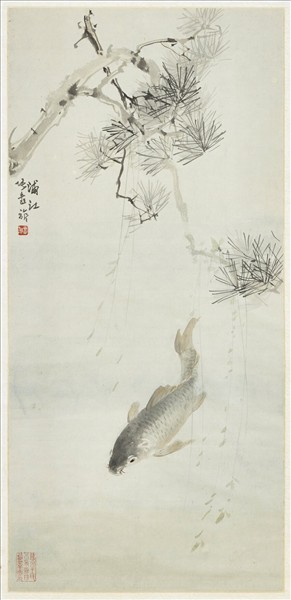 民國張書旂松鯉　軸