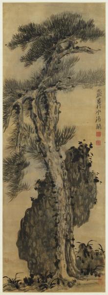 明倪元璐松石圖　軸