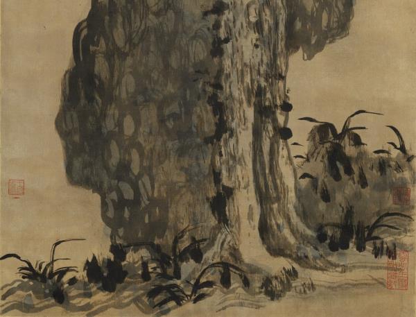 明倪元璐松石圖　軸