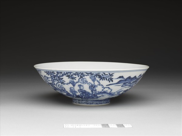 青花山水仙人圖碗