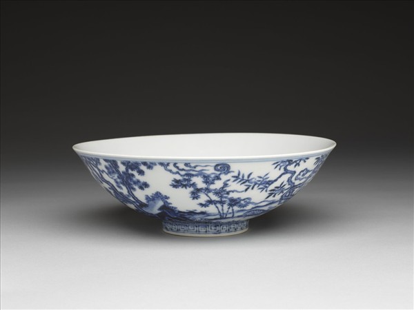 青花山水仙人圖碗