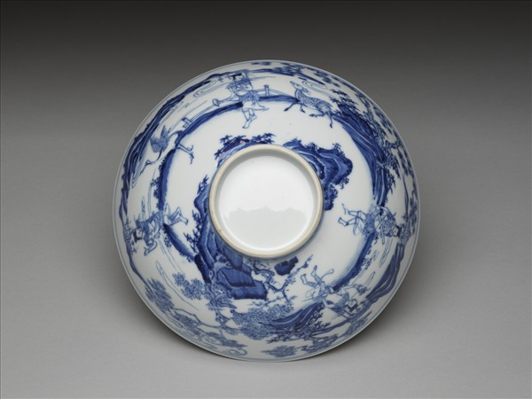 青花山水仙人圖碗