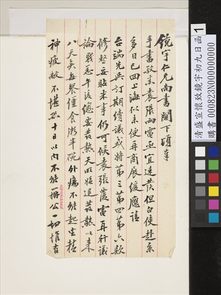 清盛宣懷致鏡宇初九日函