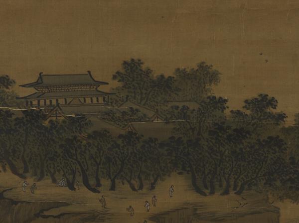 宋張擇端畫春山圖　軸