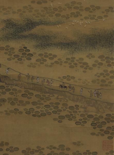 宋張擇端畫春山圖　軸