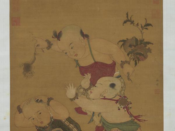 宋蘇焯端陽戲嬰圖　軸