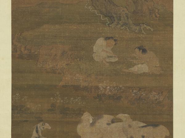 宋劉松年秋林縱牧圖　軸