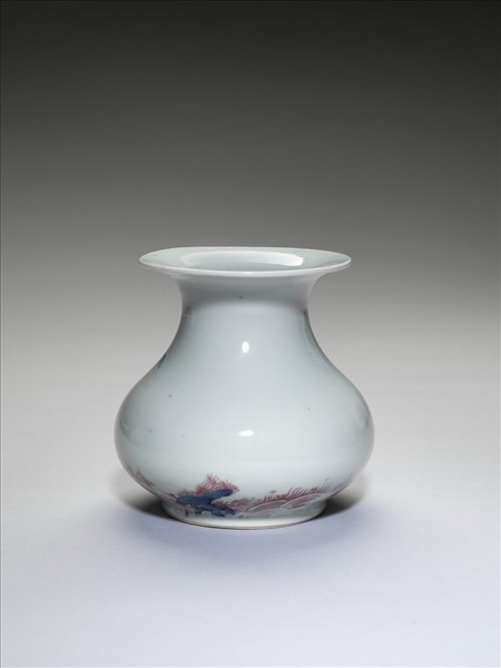 青花釉裡紅雙蝠紋瓶