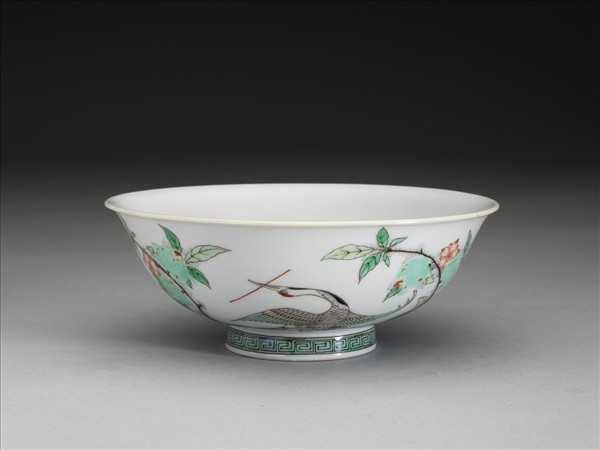 五彩桃鶴紋碗