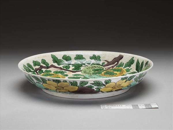 素三彩三多紋盤