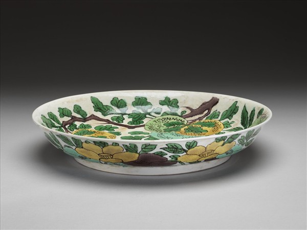 素三彩三多紋盤