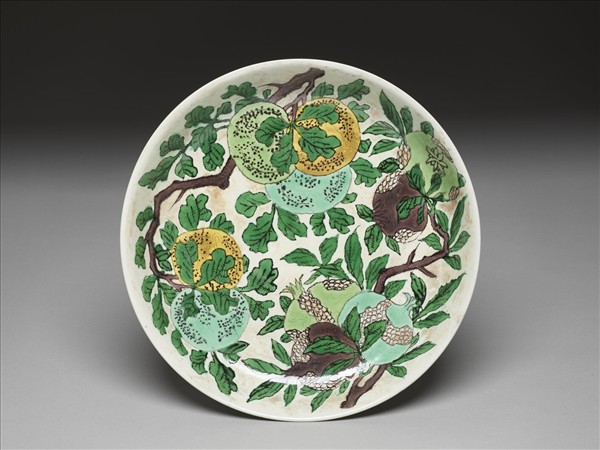 素三彩三多紋盤