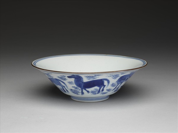 青花八駿圖碗
