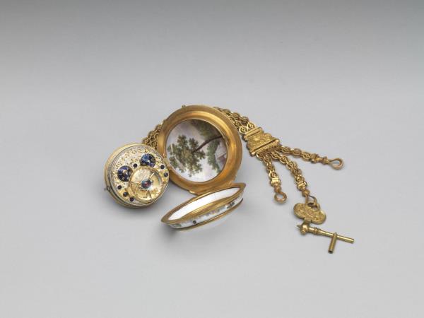 銅鍍金畫琺瑯懷錶