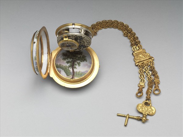 銅鍍金畫琺瑯懷錶