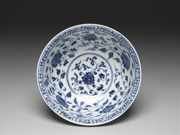 官窯 青花四季花卉碗