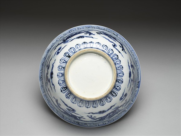 官窯 青花雙龍戲珠碗