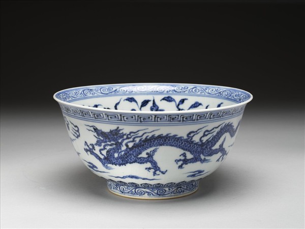 官窯 青花雙龍戲珠碗