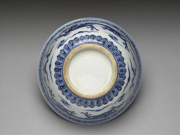 官窯 青花雙龍戲珠碗