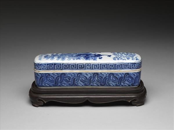 官窯 青花龍紋長方墨盒