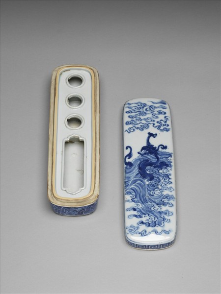 官窯 青花龍紋長方墨盒