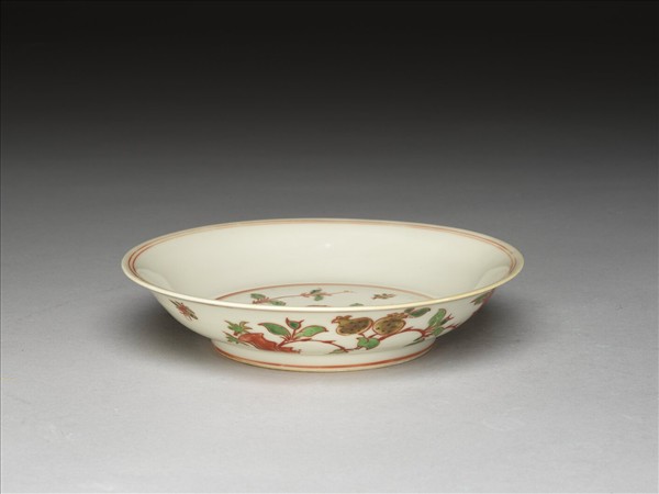 紅綠彩石榴紋碟