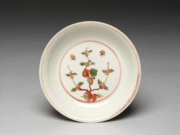 紅綠彩石榴紋碟