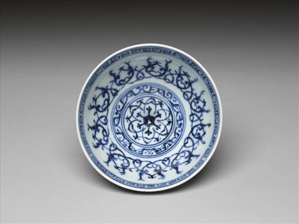 青花幾何花卉紋碗