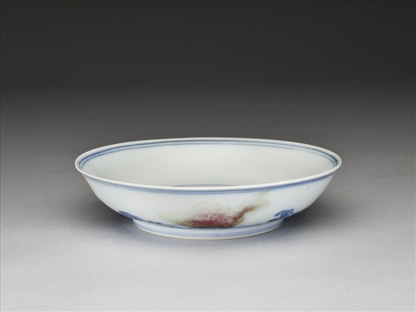 青花釉裡紅四魚紋碟