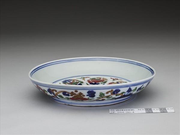 五彩靈芝八寶紋盤