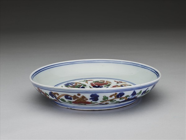 五彩靈芝八寶紋盤