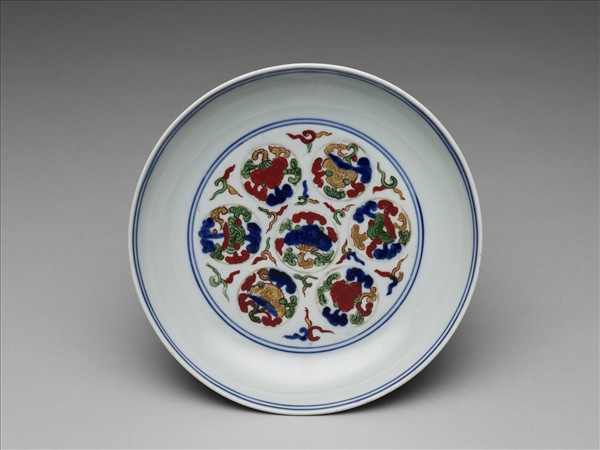 五彩靈芝八寶紋盤