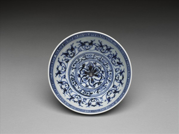 青花幾何花卉紋碗