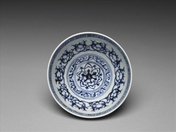 青花幾何花卉紋碗