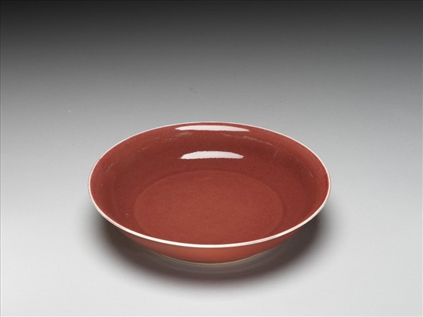霽紅釉盤
