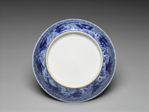 青花波濤海獸紋盤