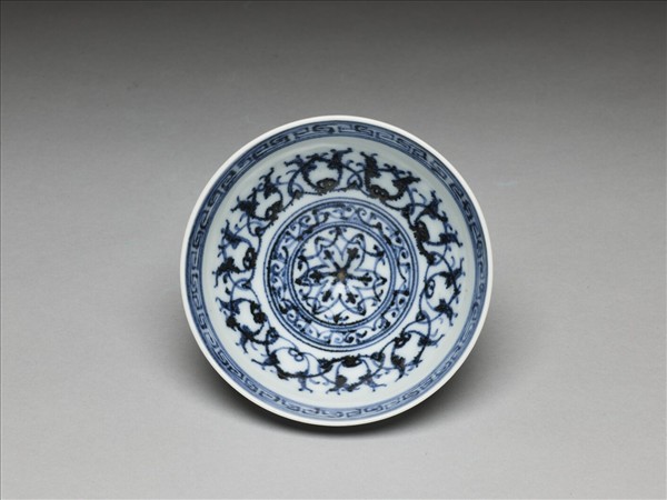 青花幾何花卉紋碗