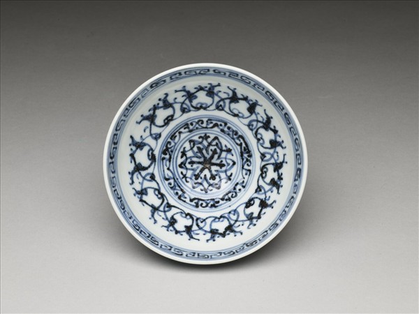 青花幾何花卉紋碗