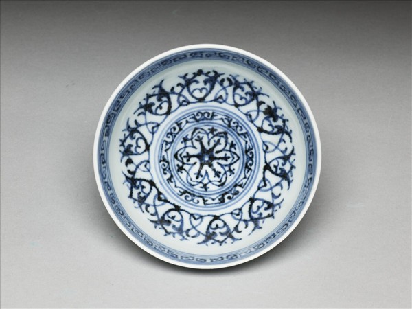 青花幾何花卉紋碗