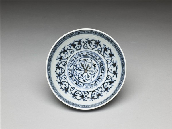 青花幾何花卉紋碗