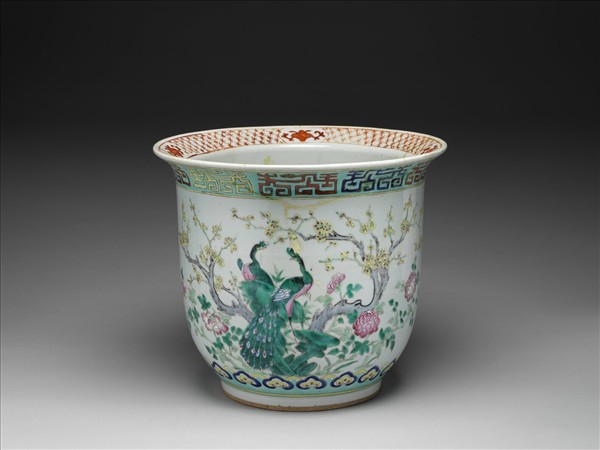 粉彩花鳥圖花盆