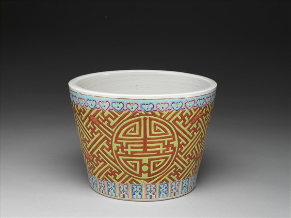 粉彩福壽紋花盆