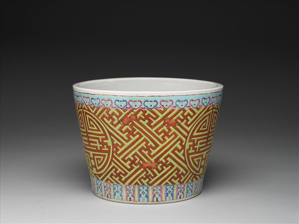 粉彩福壽紋花盆