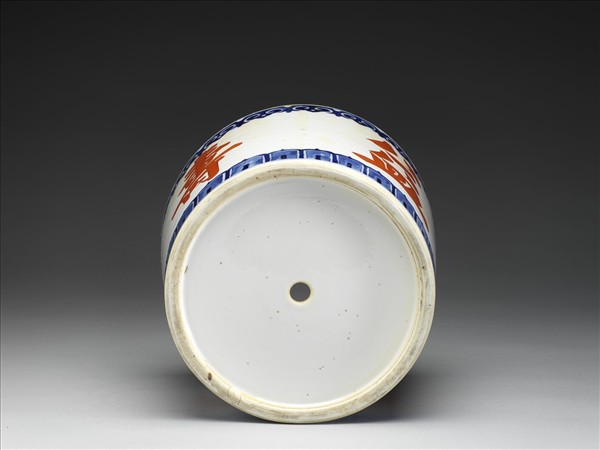 青花描紅延年益壽花盆