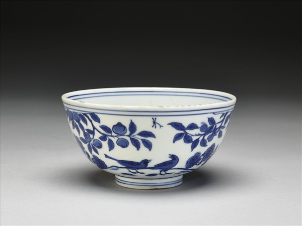 青花花鳥碗
