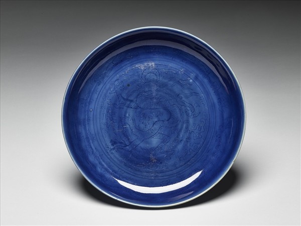 霽青龍紋大盤