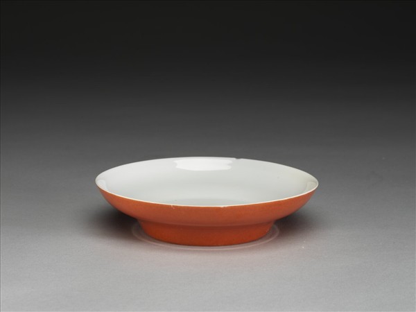 珊瑚紅釉盤