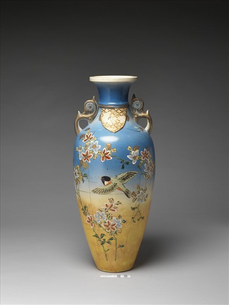 京薩摩 五彩花鳥紋瓶