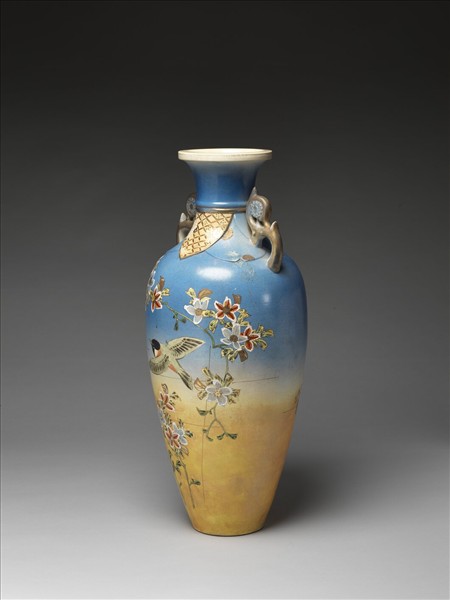 京薩摩 五彩花鳥紋瓶